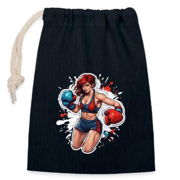 Boxer / Sport / Kampf / Arena / Boxring / Fäuste - Verschließbarer Geschenkbeutel aus Baumwolle (14x20cm) - Navy - Vorne