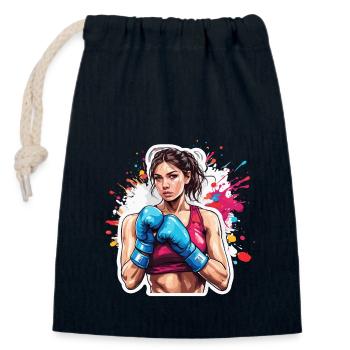 Boxer / Sport / Kampf / Arena / Boxring / Fäuste - Verschließbarer Geschenkbeutel aus Baumwolle (14x20cm) - Navy - Vorne