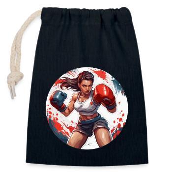 Boxer / Sport / Kampf / Arena / Boxring / Fäuste - Verschließbarer Geschenkbeutel aus Baumwolle (14x20cm) - Navy - Vorne