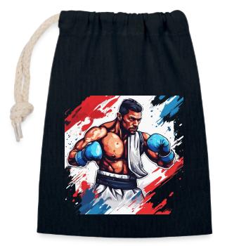 Boxer / Sport / Kampf / Arena / Boxring / Fäuste - Verschließbarer Geschenkbeutel aus Baumwolle (14x20cm) - Navy - Vorne