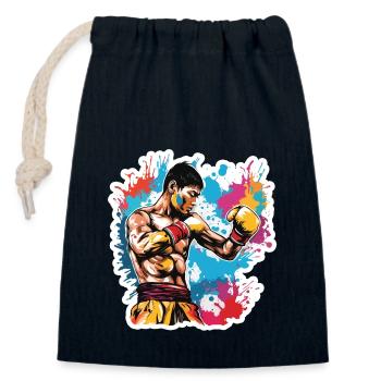 Boxer / Sport / Kampf / Arena / Boxring / Fäuste - Verschließbarer Geschenkbeutel aus Baumwolle (14x20cm) - Navy - Vorne