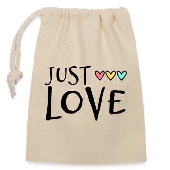 JUST MARRIED. EVJF. SAINT VALENTIN. COUPLE - Sac cadeau en coton avec cordon (14 x 20 cm) - nature - Devant