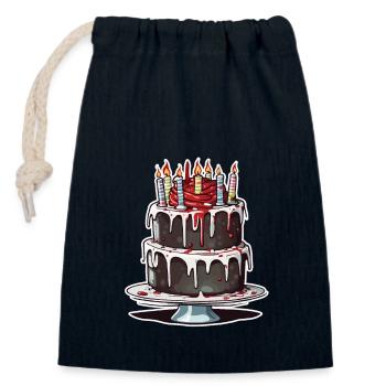 Geburtstagstorte / Kuchen / Happy Birthday / Torte - Verschließbarer Geschenkbeutel aus Baumwolle (14x20cm) - Navy - Vorne