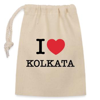 Ich liebe Kalkutta | Kalkutta | I Herz Kalkutta | Indien - Verschließbarer Geschenkbeutel aus Baumwolle (14x20cm) - Natur - Vorne