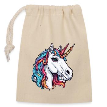 Unicorn / mythical creatures / fairy tales / magic / glitter - Closable cotton gift bag (14x20cm) - nature - Front