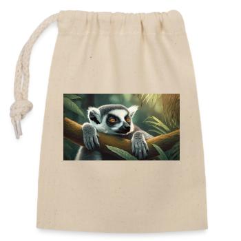 Cute animals chilling – ring-tailed lemur - Closable cotton gift bag (14x20cm) - nature - Front