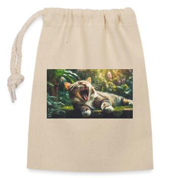 Niedliche Tiere chillen – Katze - Verschließbarer Geschenkbeutel aus Baumwolle (14x20cm) - Natur - Vorne