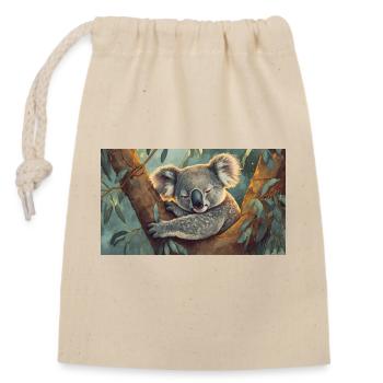 Cute animals chilling – koala bear - Closable cotton gift bag (14x20cm) - nature - Front