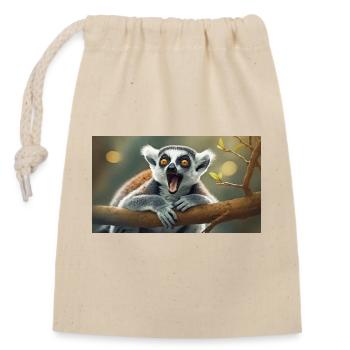 Niedliche Tiere chillen – Kattis - Verschließbarer Geschenkbeutel aus Baumwolle (14x20cm) - Natur - Vorne