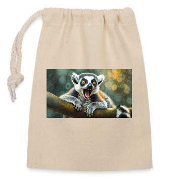 Niedliche Tiere chillen – Kattis - Verschließbarer Geschenkbeutel aus Baumwolle (14x20cm) - Natur - Vorne