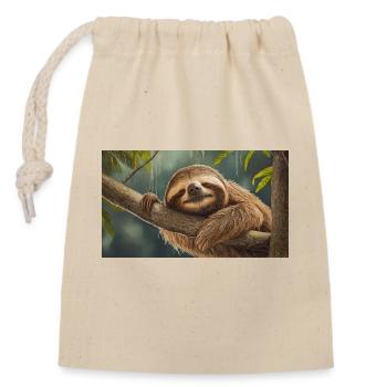 Niedliche Tiere chillen – Faultier - Verschließbarer Geschenkbeutel aus Baumwolle (14x20cm) - Natur - Vorne