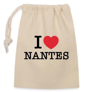 Ich liebe Nantes | Nantes | I Herz Nantes | Frankreich - Verschließbarer Geschenkbeutel aus Baumwolle (14x20cm) - Natur - Vorne