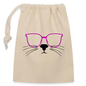 Lunettes Chat Chat Femme Chat Amant Kitty - Sac cadeau en coton avec cordon (14 x 20 cm) - nature - Devant