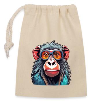 Singe / Animal / Zoo / Babian / Sauvage / Bande dessinée - Sac cadeau en coton avec cordon (14 x 20 cm) - nature - Devant