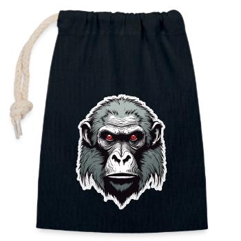 Singe / Animal / Zoo / Babian / Sauvage / Bande dessinée - Sac cadeau en coton avec cordon (14 x 20 cm) - bleu marine - Devant