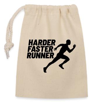 harder faster runner härter schneller Läufer - Verschließbarer Geschenkbeutel aus Baumwolle (14x20cm) - Natur - Vorne