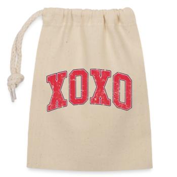XOXO Saint-Valentin Amour rétro - Sac cadeau en coton avec cordon (14 x 20 cm) - nature - Devant