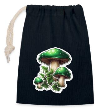 Pilz / Mushroom / Wiese / Wald / Goa / Psy - Verschließbarer Geschenkbeutel aus Baumwolle (14x20cm) - Navy - Vorne