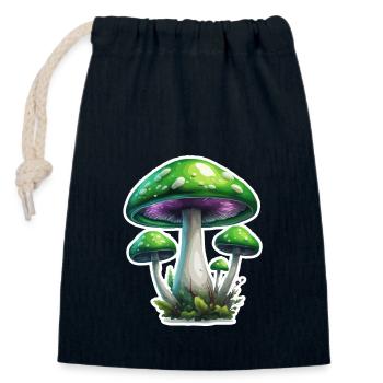 Pilz / Mushroom / Wiese / Wald / Goa / Psy - Verschließbarer Geschenkbeutel aus Baumwolle (14x20cm) - Navy - Vorne
