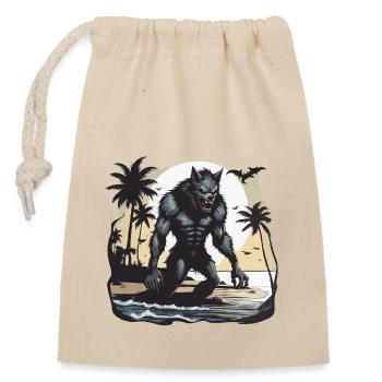 Loup-garou / Pleine lune / Créature / Transformation / Malédiction - Sac cadeau en coton avec cordon (14 x 20 cm) - nature - Devant