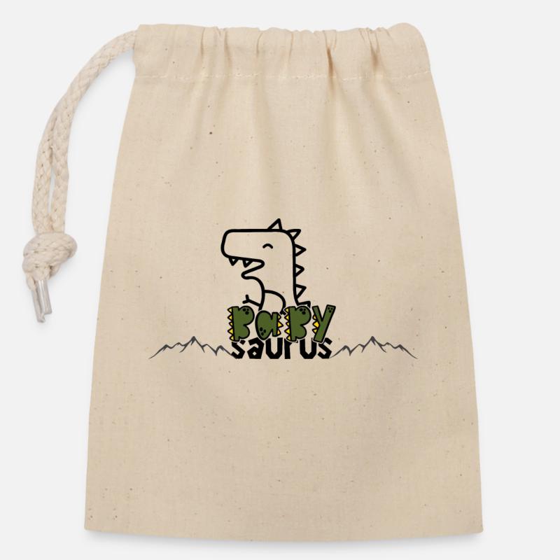 Dino02 - Closable cotton gift bag (14x20cm) - nature