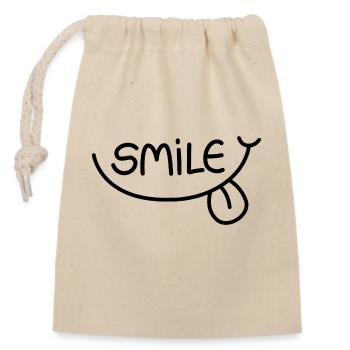 Smile - Verschließbarer Geschenkbeutel aus Baumwolle (14x20cm) - Natur - Vorne