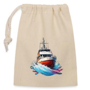 Bateau pirate / Bateau / Mer / Océan / Vagues - Sac cadeau en coton avec cordon (14 x 20 cm) - nature - Devant