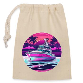 Bateau pirate / Bateau / Mer / Océan / Vagues - Sac cadeau en coton avec cordon (14 x 20 cm) - nature - Devant