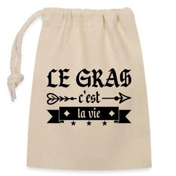 Le Gras C'est La Vie - Sac cadeau en coton avec cordon (14 x 20 cm) - nature - Devant