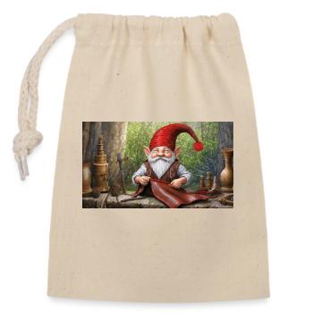 cute little gnomes everyday life – handcrafting - Closable cotton gift bag (14x20cm) - nature - Front