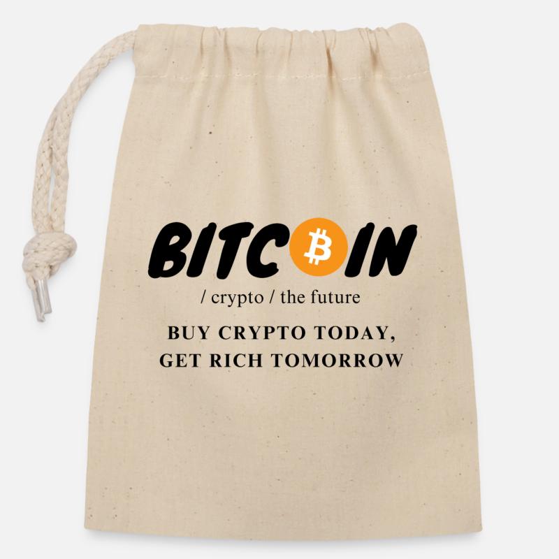 Krypto Bitcoin The Future - Verschließbarer Geschenkbeutel aus Baumwolle (14x20cm) - Natur