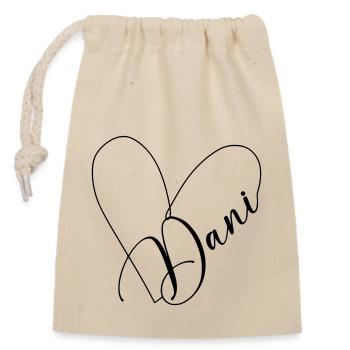 Dani Name Heart Line - Closable cotton gift bag (14x20cm) - nature - Front