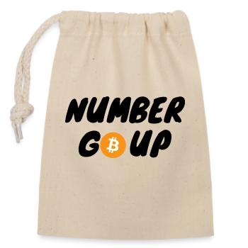 Le nombre de crypto-monnaies monte BTC Bitcoin - Sac cadeau en coton avec cordon (14 x 20 cm) - nature - Devant