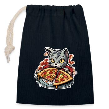 Pizza / Fast Food / Italian / Margherita - Closable cotton gift bag (14x20cm) - navy - Front