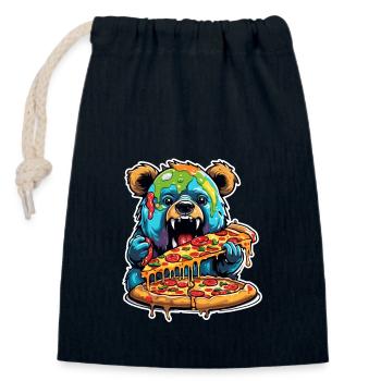 Pizza / Fast Food / Italienisch / Margherita - Verschließbarer Geschenkbeutel aus Baumwolle (14x20cm) - Navy - Vorne