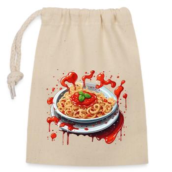 Spaghetti / Pâtes / Pâtes / Italie / Pizzeria - Sac cadeau en coton avec cordon (14 x 20 cm) - nature - Devant