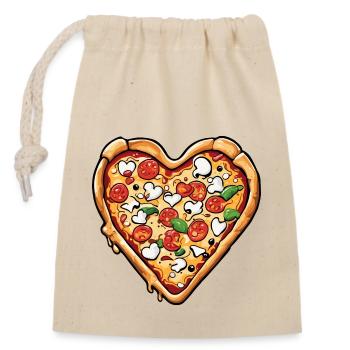 Pizza / Fast Food / Italian / Margherita - Closable cotton gift bag (14x20cm) - nature - Front
