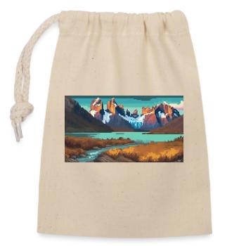 Torres del Paine National Park, Chile - Pixel Art - Closable cotton gift bag (14x20cm) - nature - Front