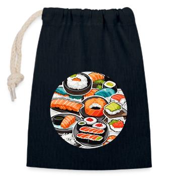 Sushi / Maki / Nigiri / Wasabi /Asiatisch - Verschließbarer Geschenkbeutel aus Baumwolle (14x20cm) - Navy - Vorne