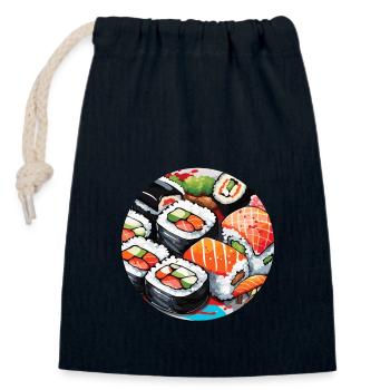 Sushi / Maki / Nigiri / Wasabi /Asiatisch - Verschließbarer Geschenkbeutel aus Baumwolle (14x20cm) - Navy - Vorne