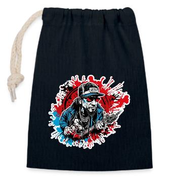 Rapper / Hip Hop / Song / Cool / Rhymes / Beat - Closable cotton gift bag (14x20cm) - navy - Front