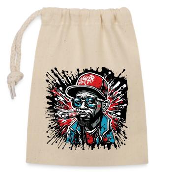Rapper / Hip Hop / Song / Cool / Rhymes / Beat - Closable cotton gift bag (14x20cm) - nature - Front