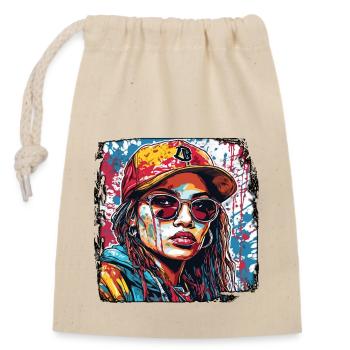 Rapper / Hip Hop / Song / Cool / Rhymes / Beat - Closable cotton gift bag (14x20cm) - nature - Front