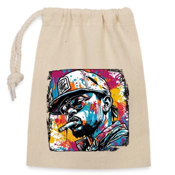 Rapper / Hip Hop / Song / Cool / Rhymes / Beat - Closable cotton gift bag (14x20cm) - nature - Front