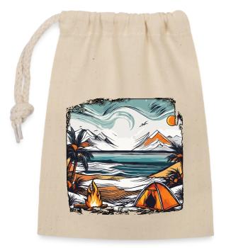 Forêt / Sauvage / Tente / Sauvage / Arbres / Vie - Sac cadeau en coton avec cordon (14 x 20 cm) - nature - Devant