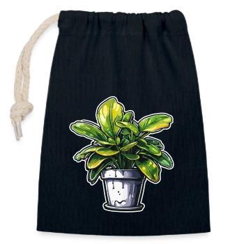 Zimmerpflanze / Topfpflanze / Dekoration / Topf - Verschließbarer Geschenkbeutel aus Baumwolle (14x20cm) - Navy - Vorne