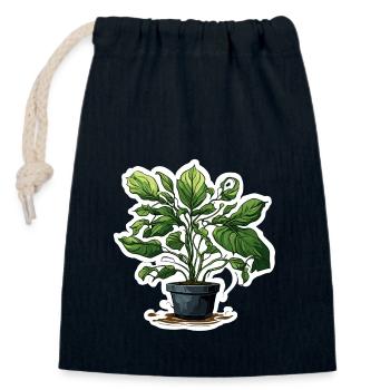 Zimmerpflanze / Topfpflanze / Dekoration / Topf - Verschließbarer Geschenkbeutel aus Baumwolle (14x20cm) - Navy - Vorne
