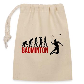 Evolution Badminton - Verschließbarer Geschenkbeutel aus Baumwolle (14x20cm) - Natur - Vorne