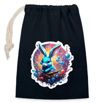 Animal in Soap Bubble / Childlike / Cute / Bunny - Closable cotton gift bag (14x20cm) - navy - Front