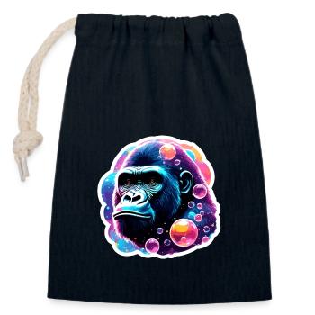 Animal in soap bubble / childlike / cute / gorilla - Closable cotton gift bag (14x20cm) - navy - Front